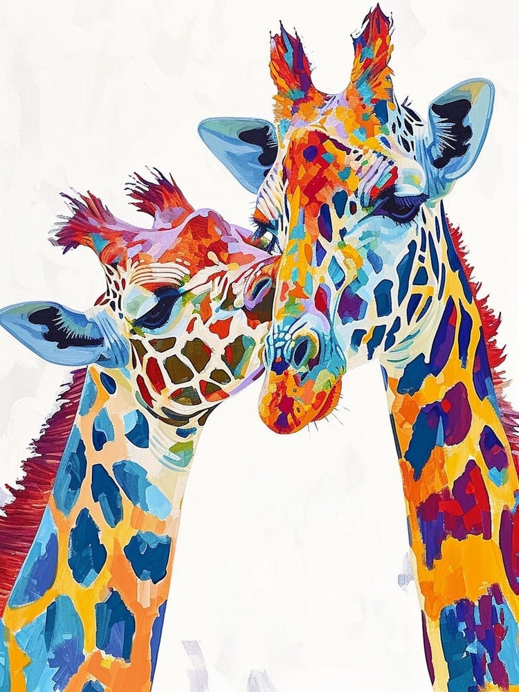 Giraffe & Calf Modern Illustration 1
