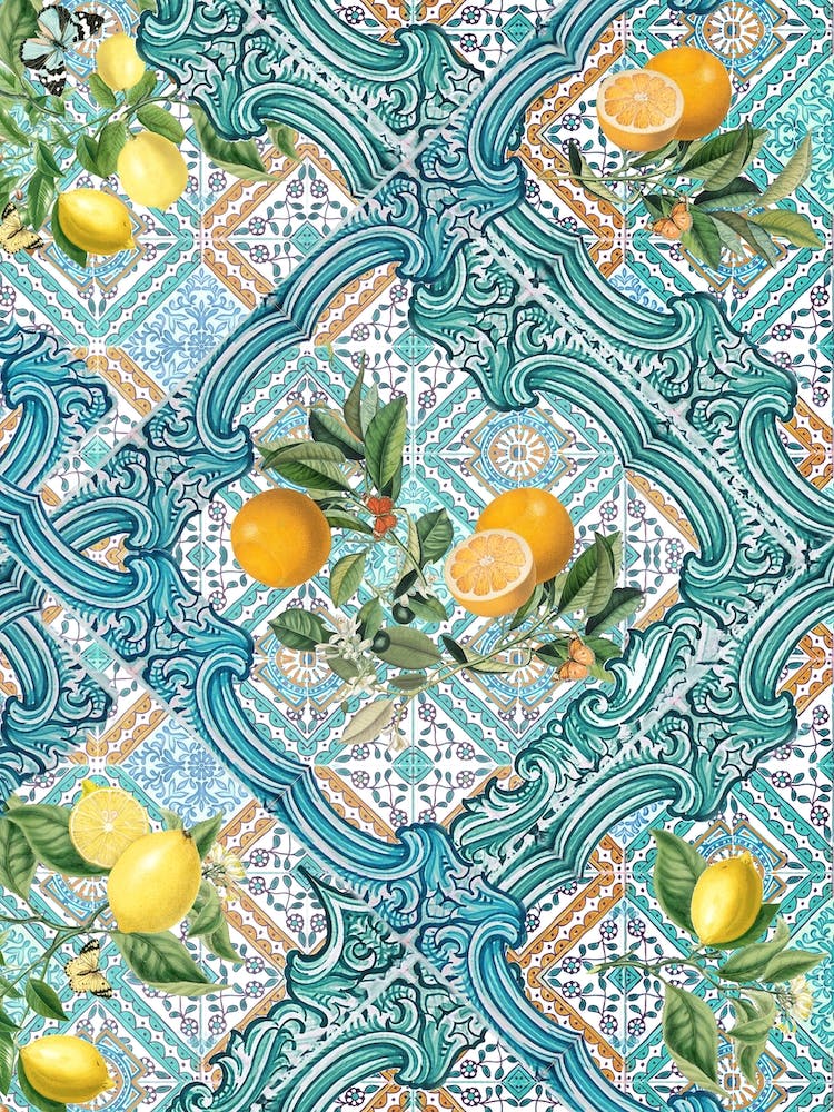 Carreaux Azur Méditerranéens, Oranges Et Agrumes