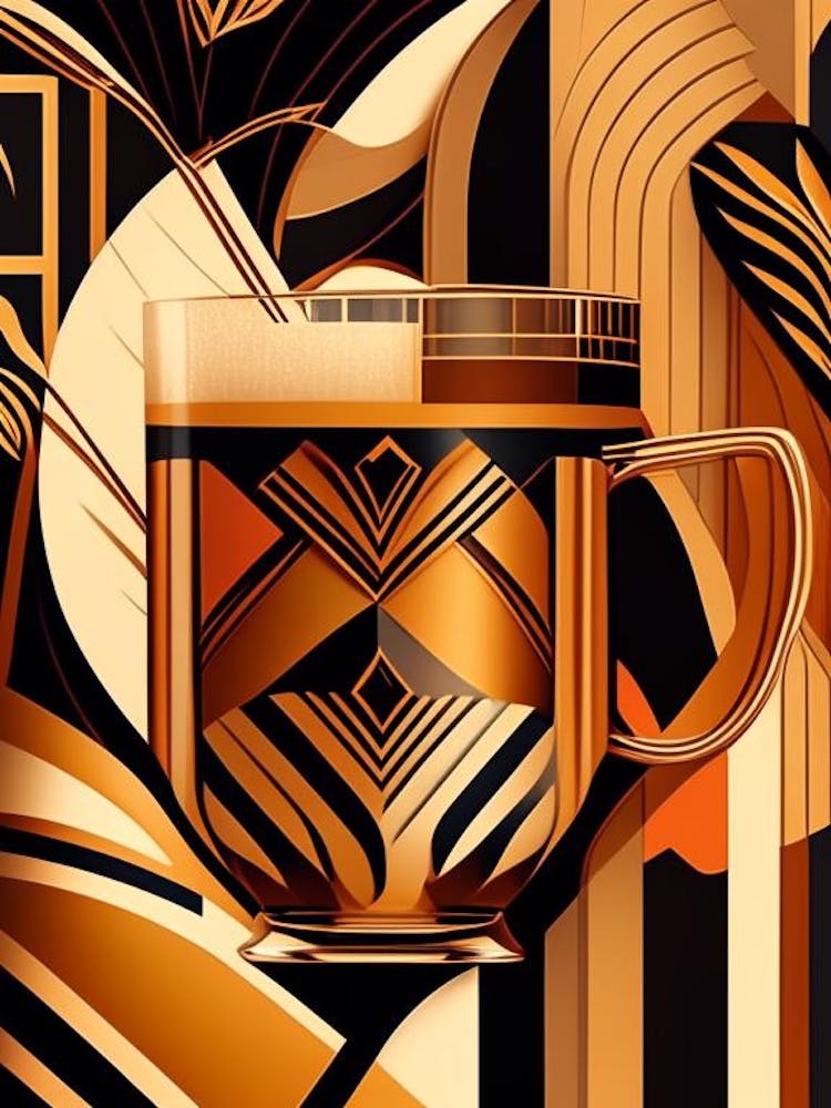 Hot Buttered Rum Cocktail Poster Art Deco Cocktail Poster