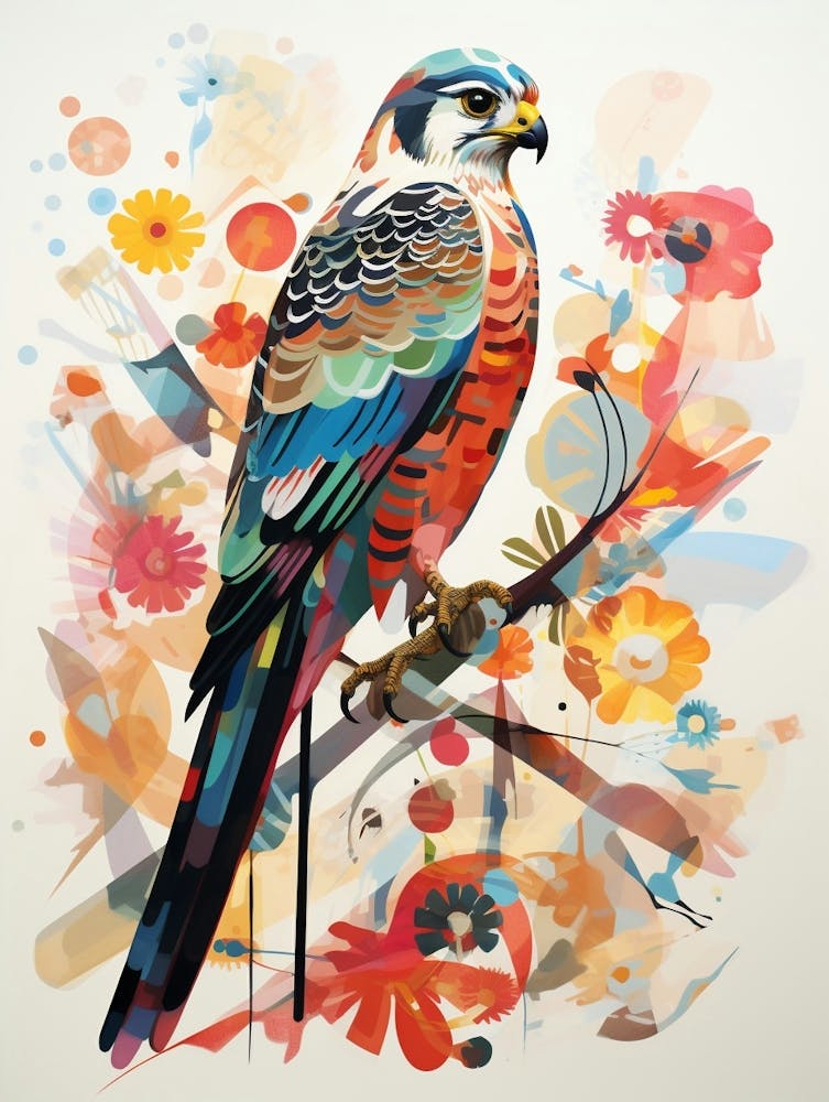 Bird Painting Collage Falcon 1