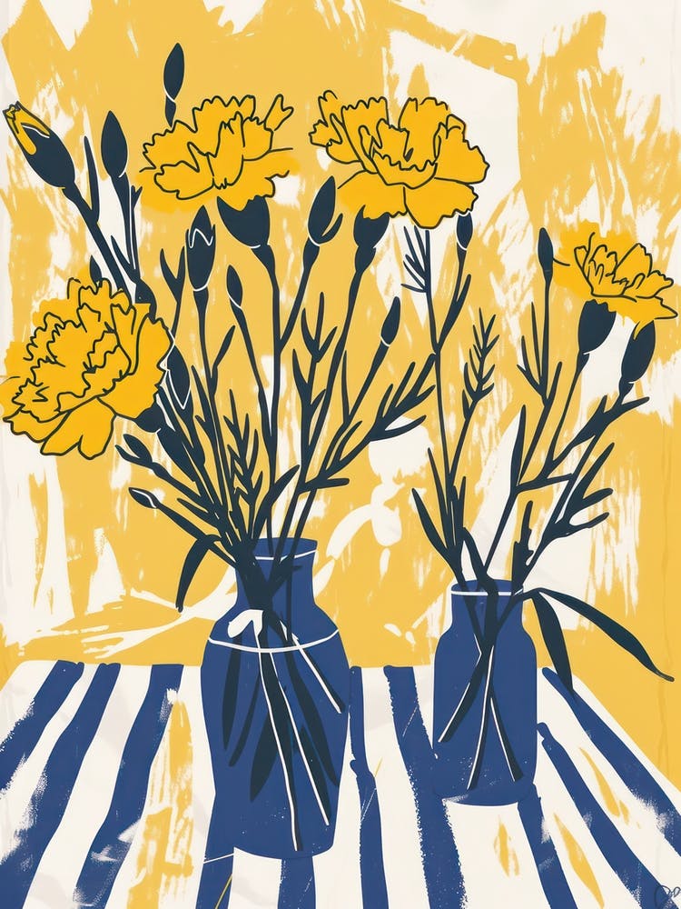 Carnation Flowers On A Table   Contemporary Illustration 3