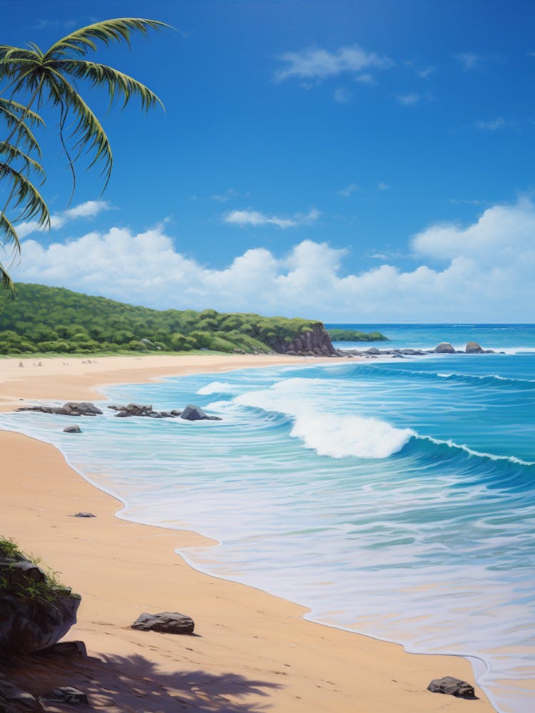 Puerto Ri A Painting Of Flamenco Beach, Culebra Puerto Rico 2 Art Print by Sand ...