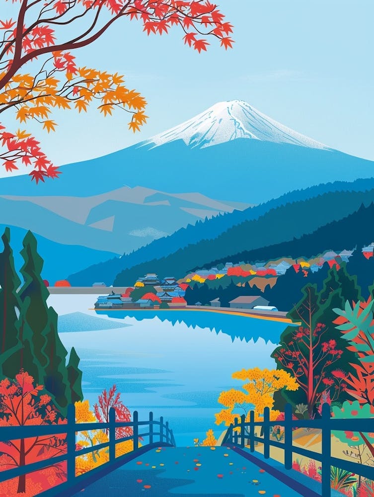 Hakone Japan 2 Colourful Illustration
