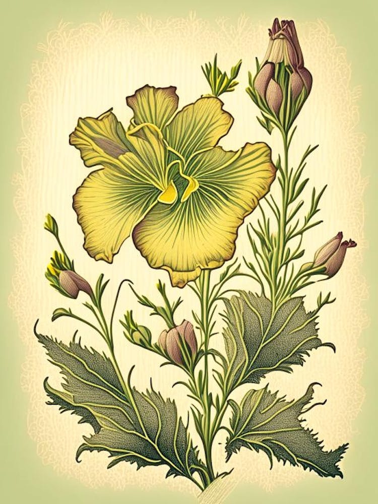 Evening Primrose Wildflower Vintage Botanical 2