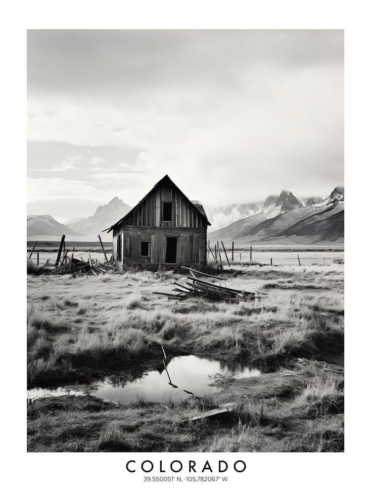 Poster Of Colorado, Black And White Analogue Photograph 1