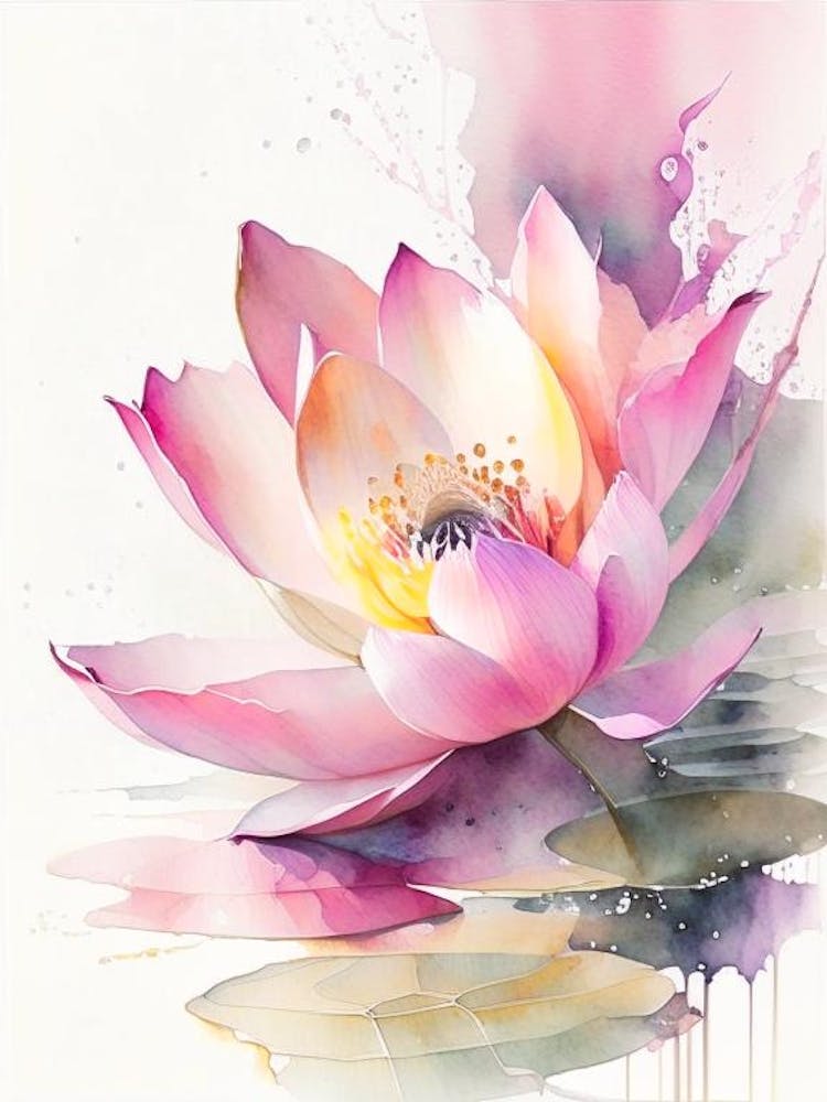 Pink Lotus Storybook Watercolour 1