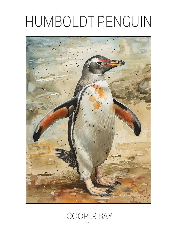 Humboldt Penguin Cooper Bay Watercolour Painting 2 Poster