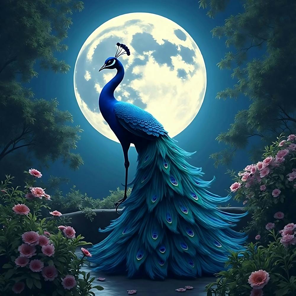 Peacock In The Moonlight