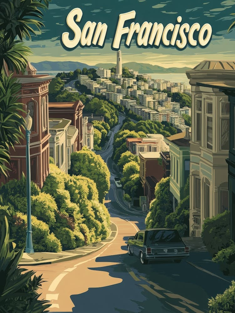 Aihrgdesign A Mid Century Modern Travel Poster For San Francisco
