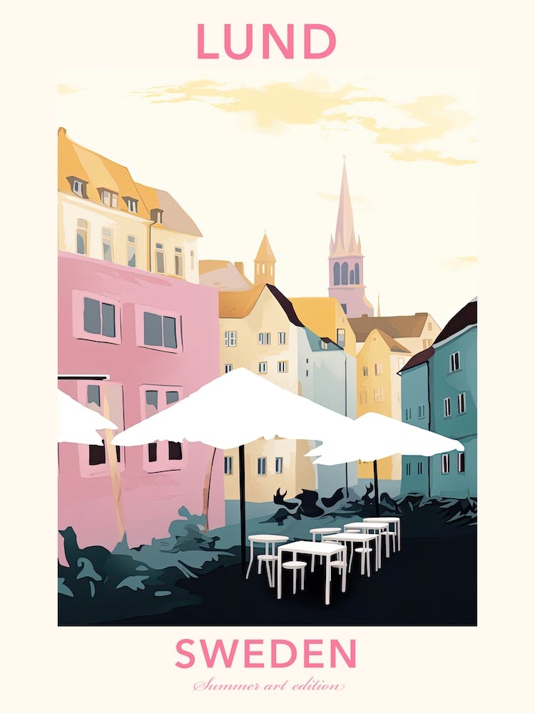 Lund, Sweden, Flat Pastels Tones Illustration 3 Poster