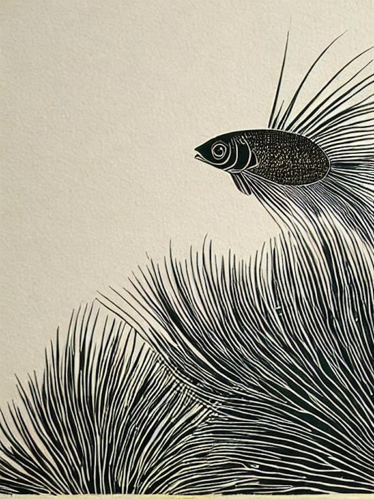 Quillfish Linocut
