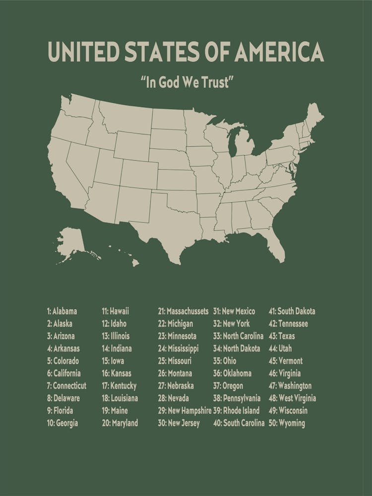 United States Of America Map Print