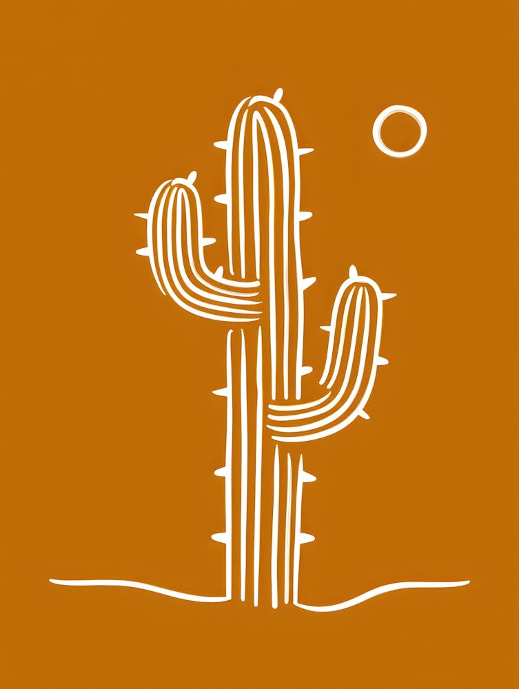 Desert Vibes Minimalist Art - Iconic Saguaro Cactus