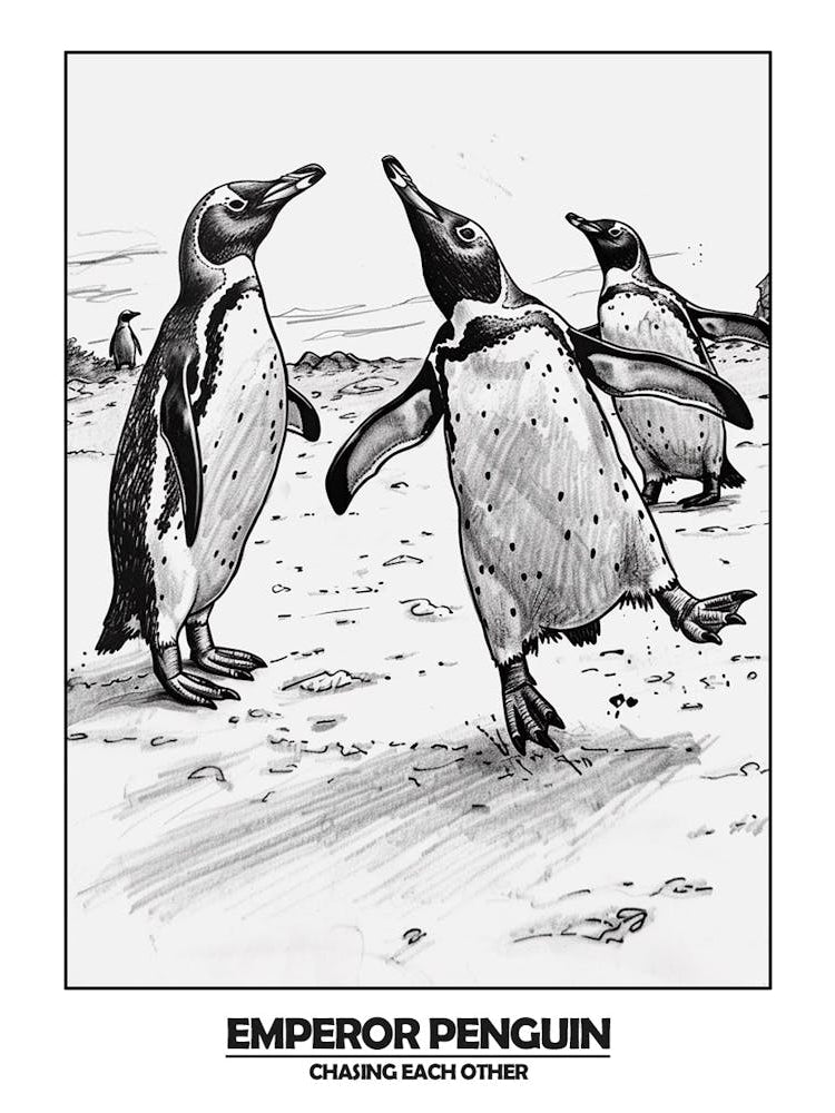 Penguin Chasing Eachother Poster 3