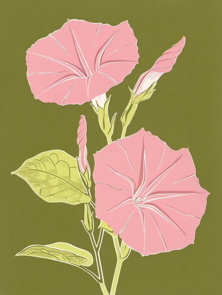 Pink & Green Morning Glory 2