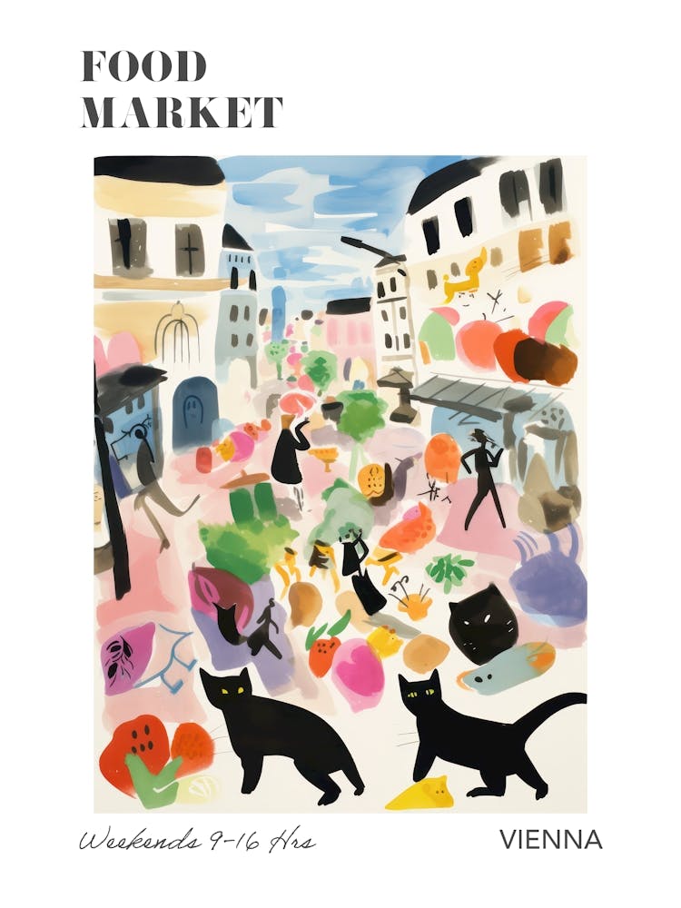 The Food Market In Vienna 6 Illustration Poster