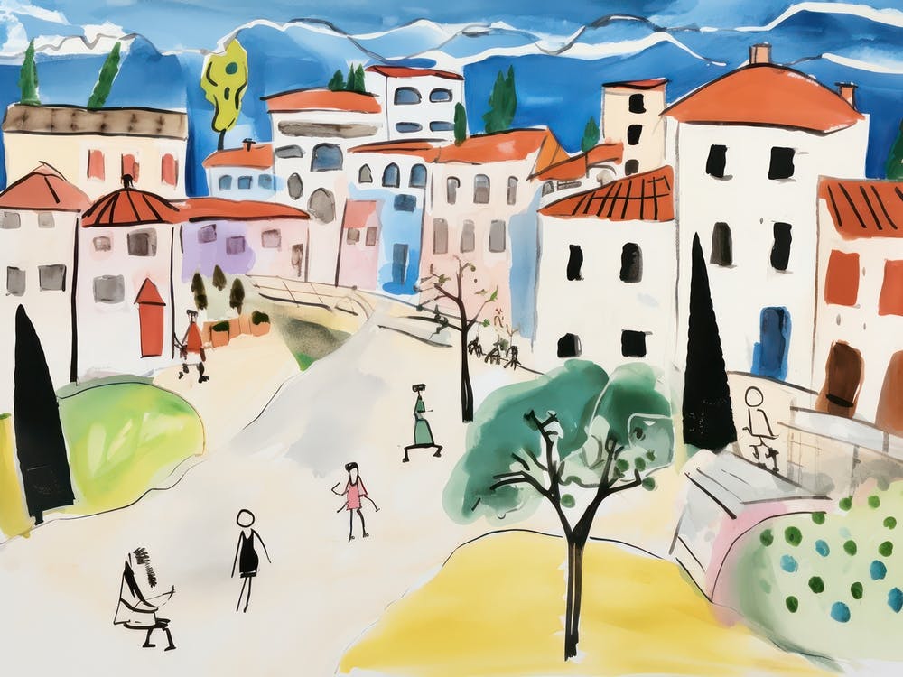 Brescia Italy Cute Watercolour Illustration 3