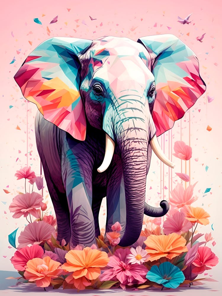 Elephant With Flowers