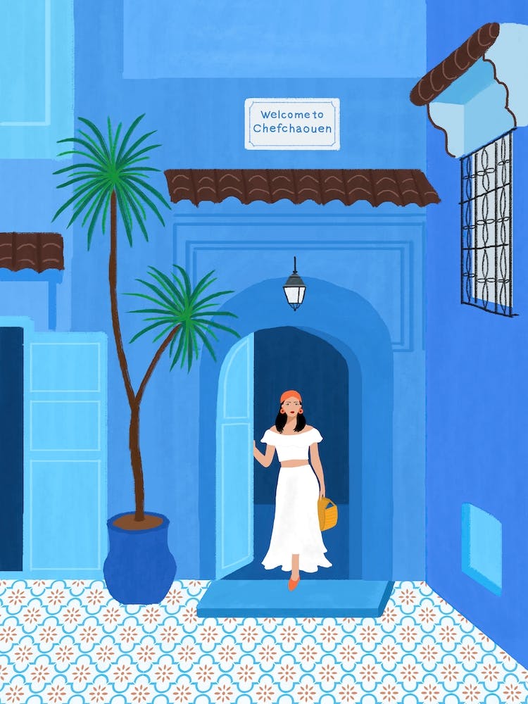 Blue Chefchaouen Morocco Girl