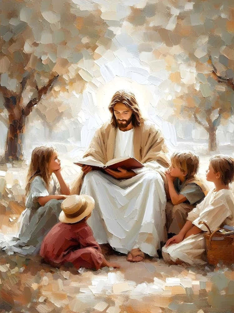 Jesus Teaching Children, Digital Christian Art, Christ And Kids Art, Lds Art, Digital Jesus Art, Bible Digital Wall Art, Christian Printable