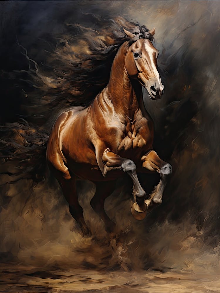 A Horse Painting In The Style Of Oil Painting 3