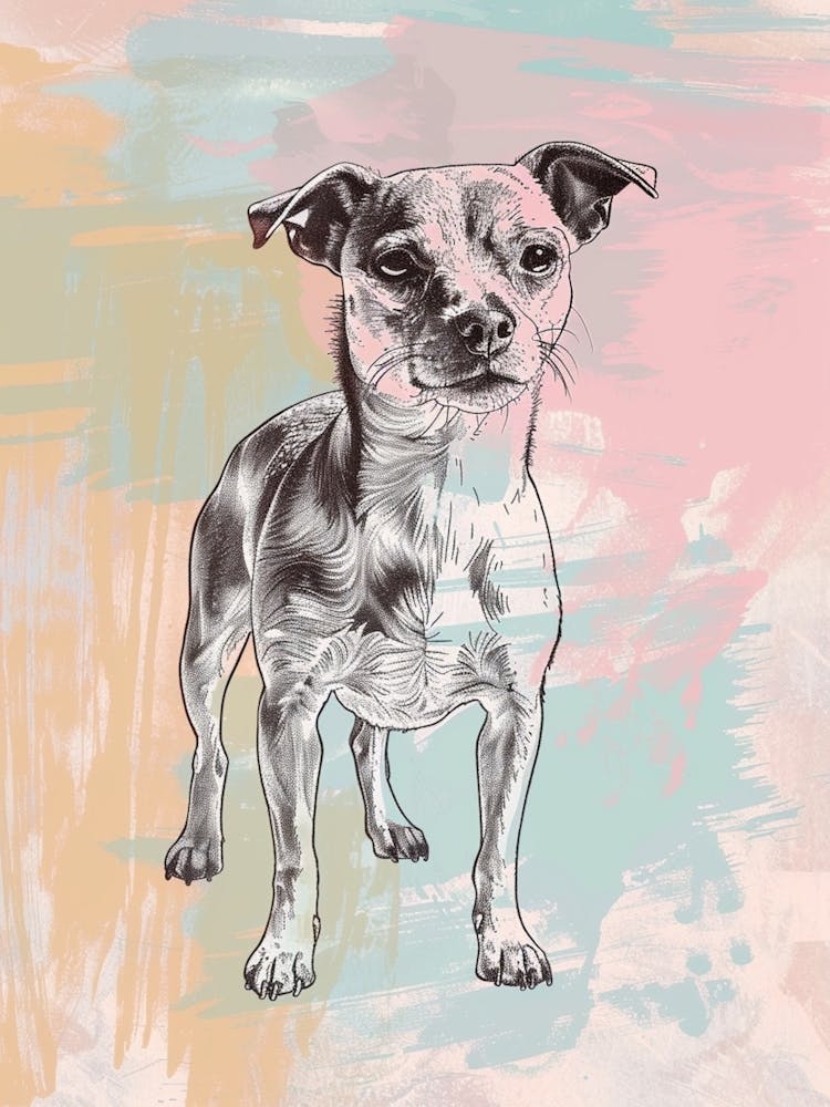 Terrier Dog Pastel Line Watercolour Illustration  1