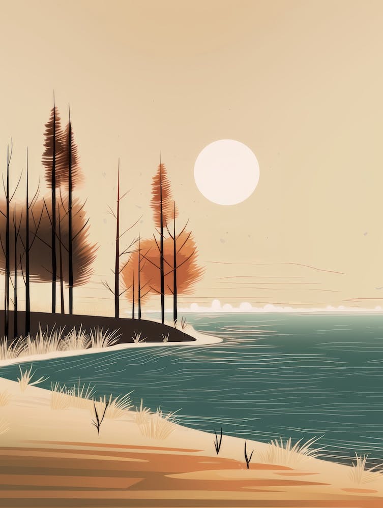 Autumn , Fall, Landscape, Inspired By National Park in the USA, Lake, Great Lakes, Boho, Beach, Minimalist Canvas Print, Travel Poster, Autumn Decor, Fall Decor 17