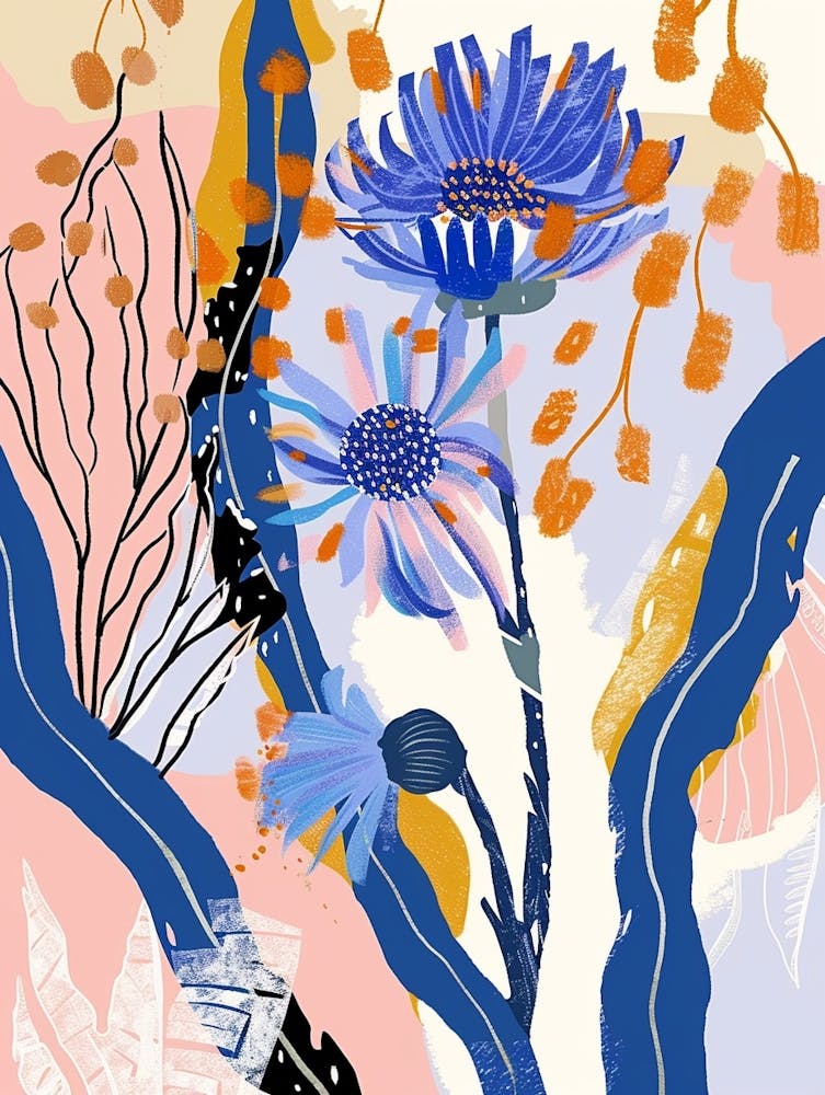 Colourful Flower Illustration Cornflower 3