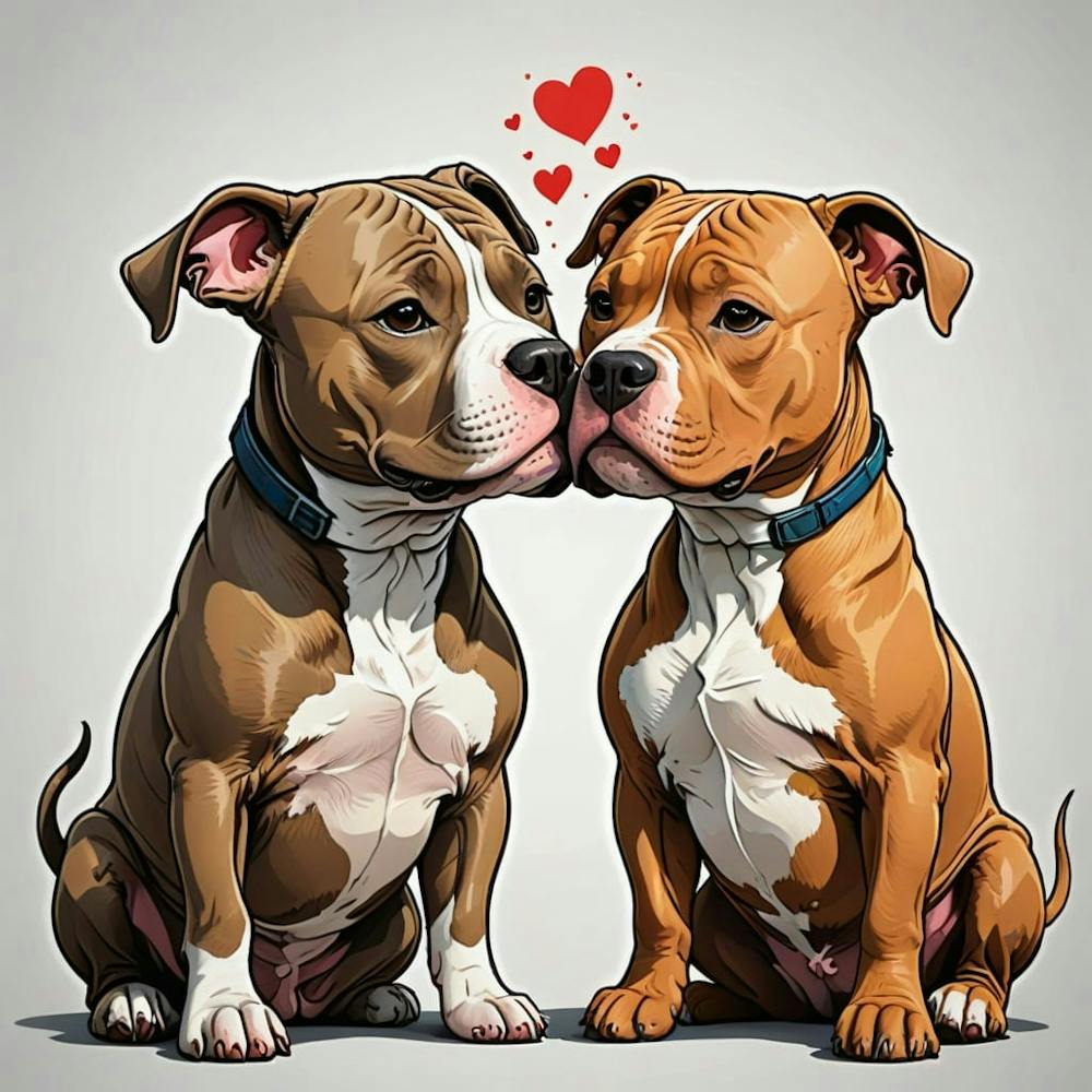 Pit Bull Terriers Kissing