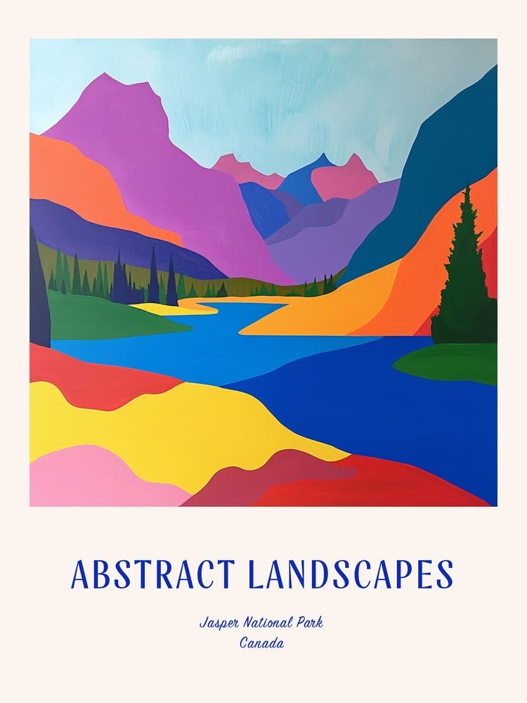 Colourful Abstract Jasper National Park Canada 4 Poster Blue