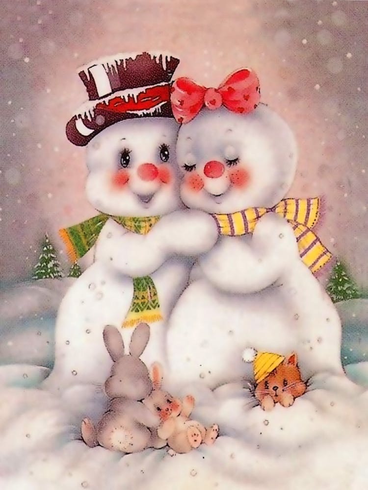 Snowman Couple In Love