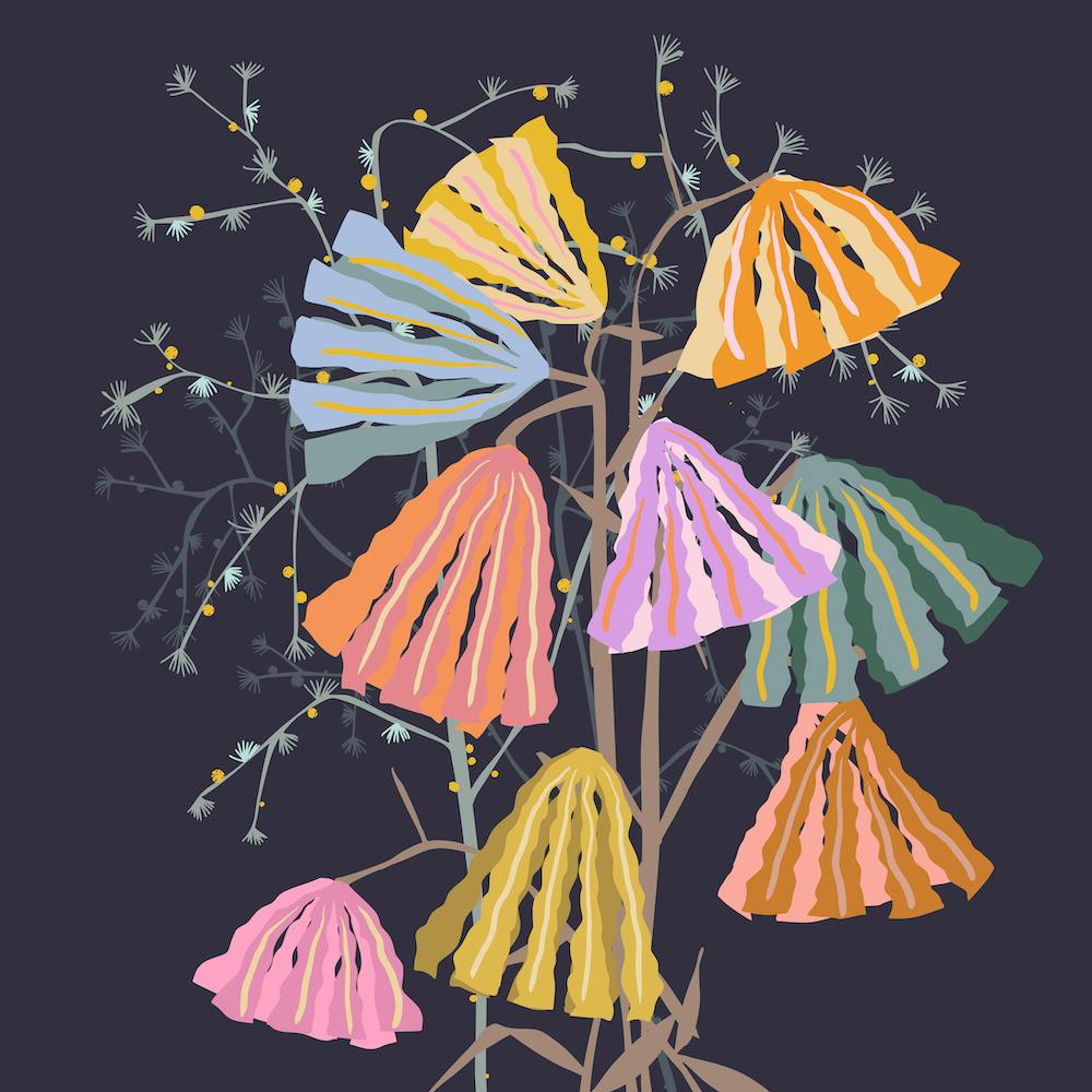 Matisse colorful blooming at night Square