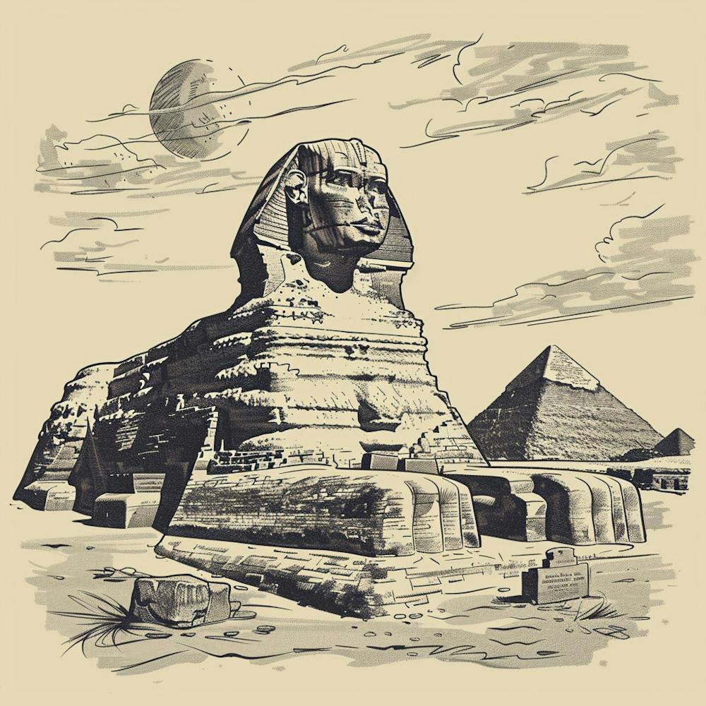 A Sphinx In Giza Hand Drawn Sketch Illustration 1719991311 1