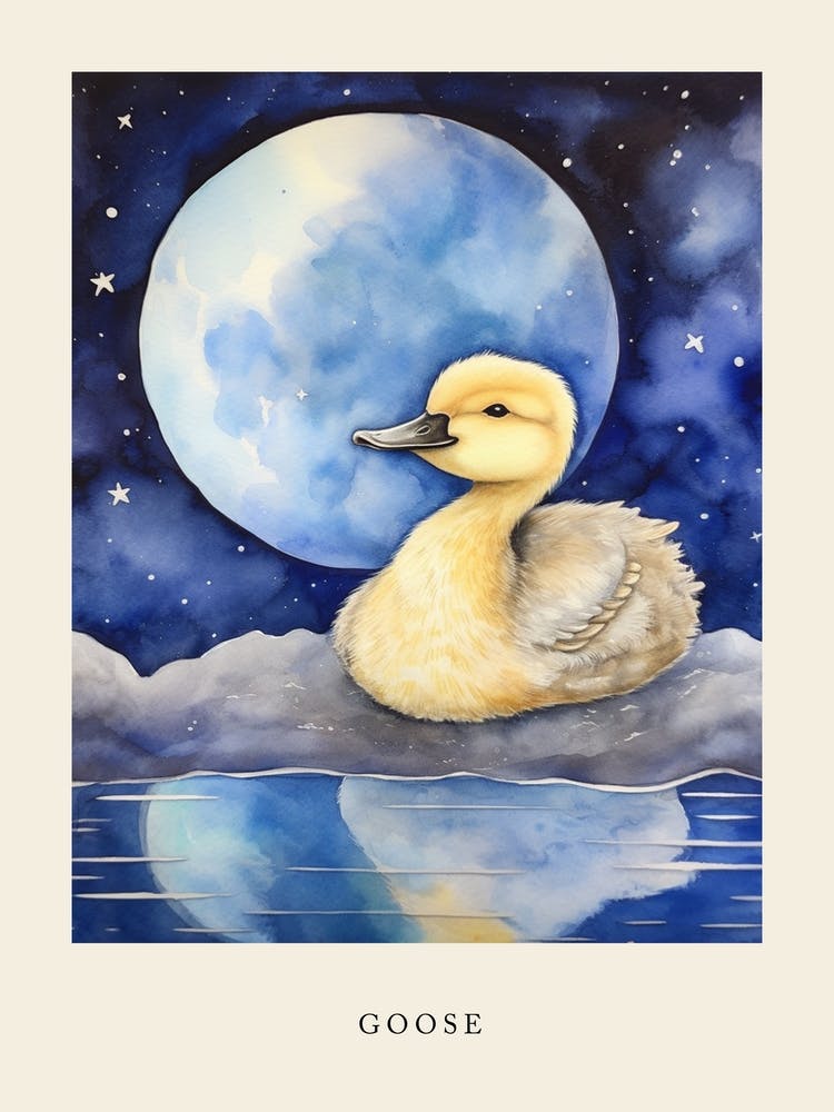 Baby Goose 3 Sleeping In The Clouds Nursery Poster