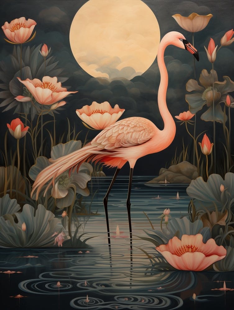 Flamingo Gold Detail Painting