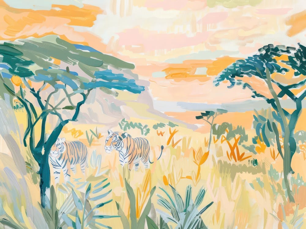 Tigers Tropical Jungle Illustration 3