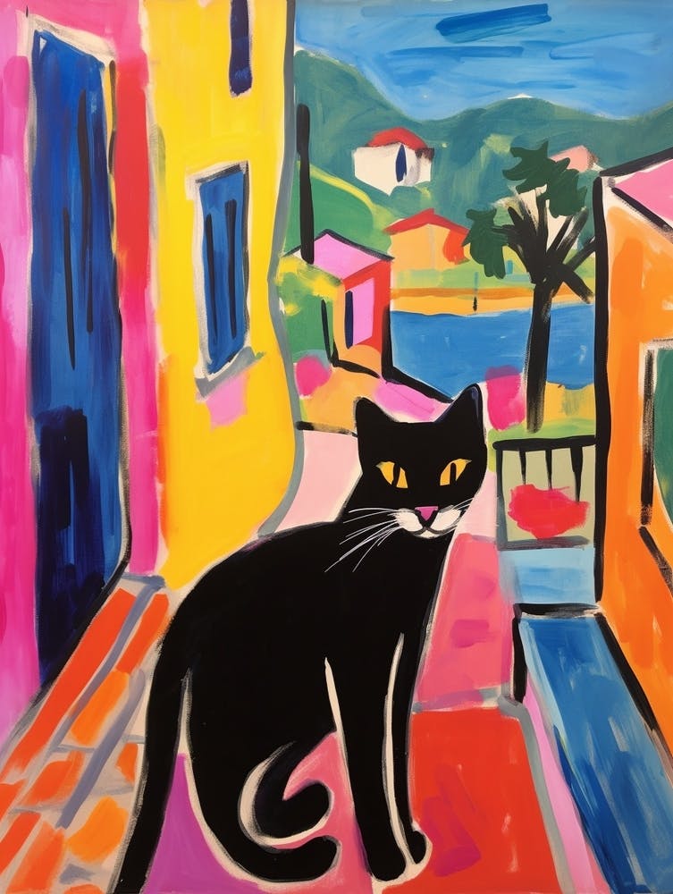 Painting Of A Cat In Naples Italy 1