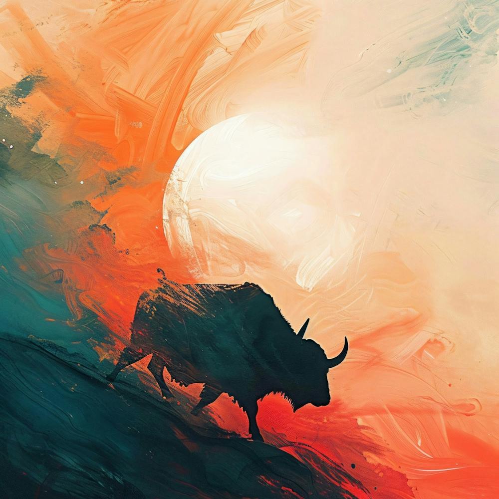 Bull In The Sunset