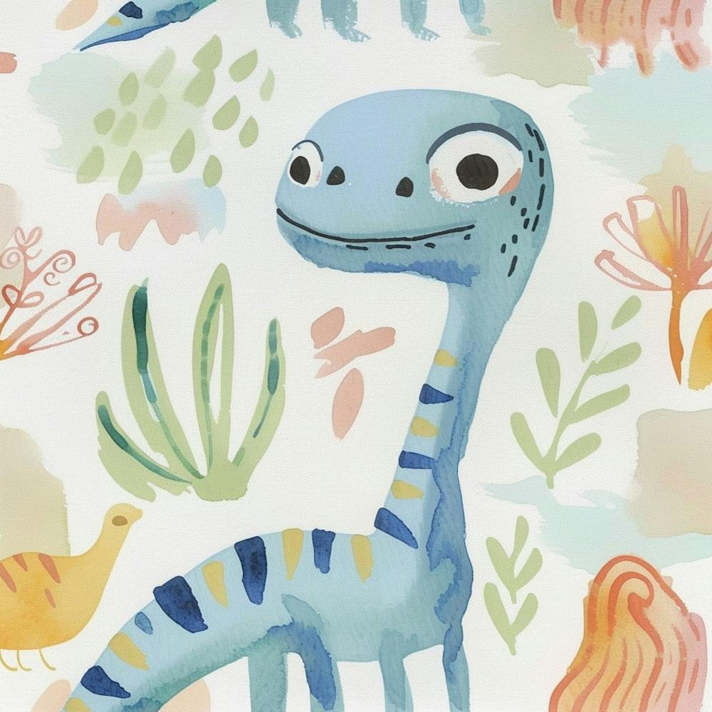 Cute Muted Pastels Compsognathus Dinosaur  3