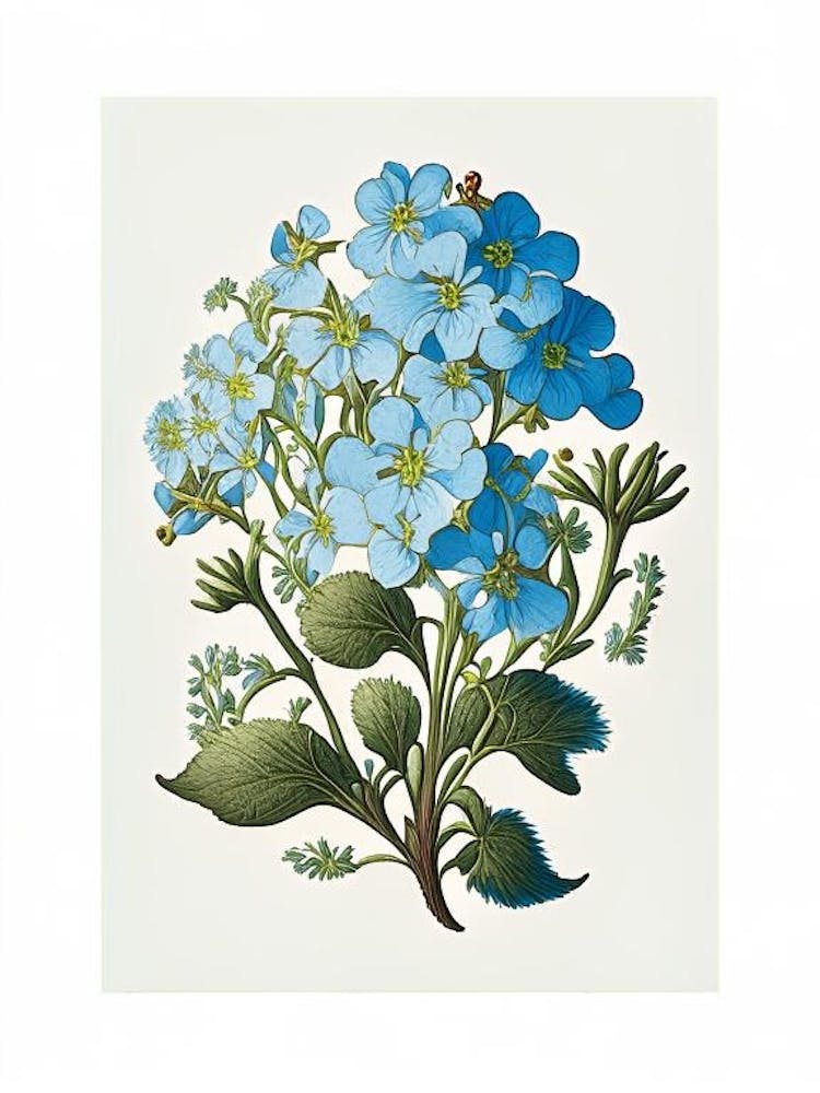 Forget Me Not 1 Floral Botanical Vintage Poster Flower