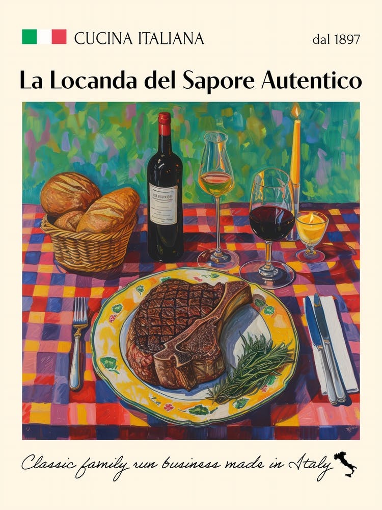 La Locanda Del Sapore Autentico Trattoria Italian Poster Food Kitchen