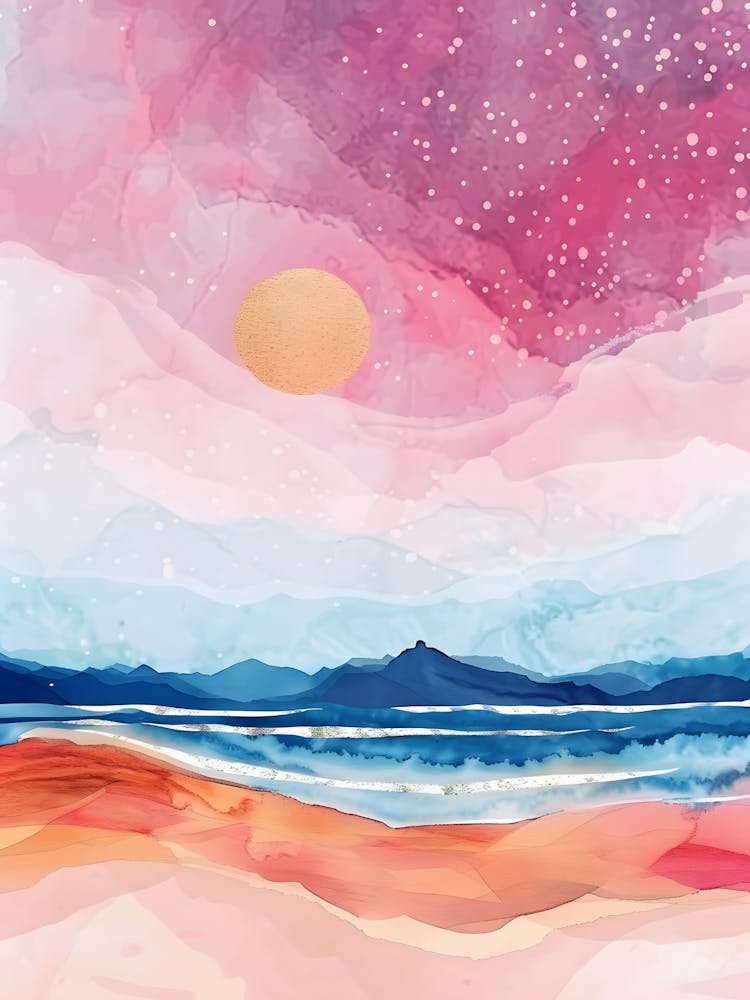 Watercolor Of A Beach 1