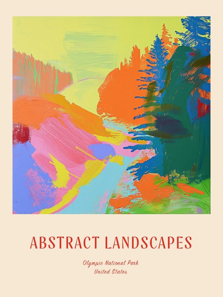 Colourful Abstract Olympic National Park Usa 1 Poster