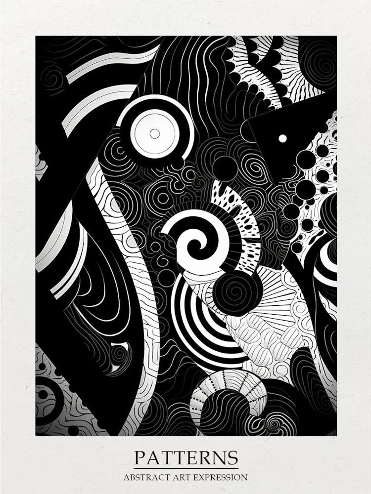 Patterns Abstract Black And White 8 Poster