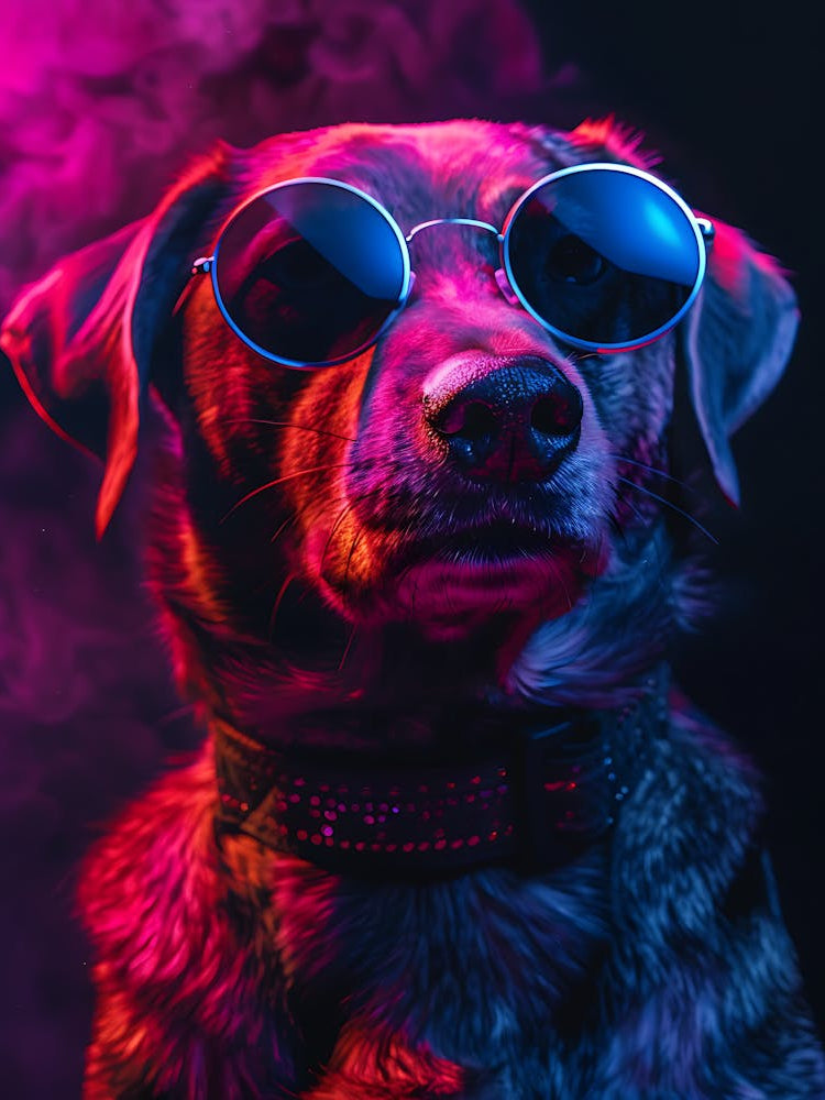 Beautiful Dog Under Neon Lights 17