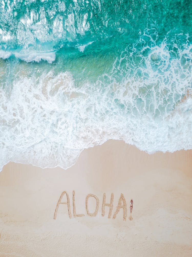 Aerial Ocean Beach Photography And Olaha Typography