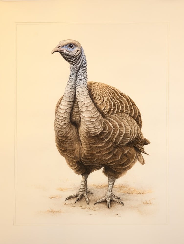 Vintage Bird Drawing Turkey 1