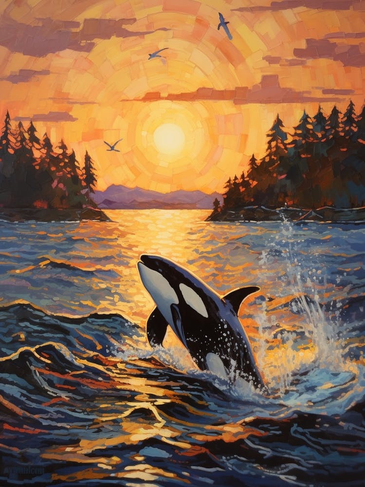 Orca Whale Impasto Painting
