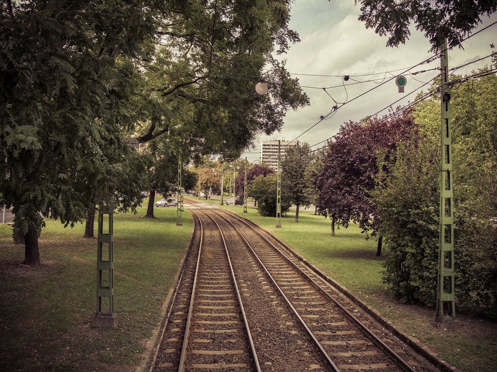 Railroad Tracks On An Autumn Day