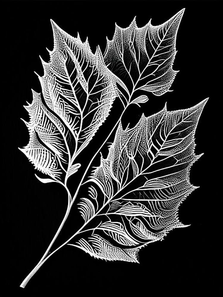 Sweet Birch Leaf Linocut 2